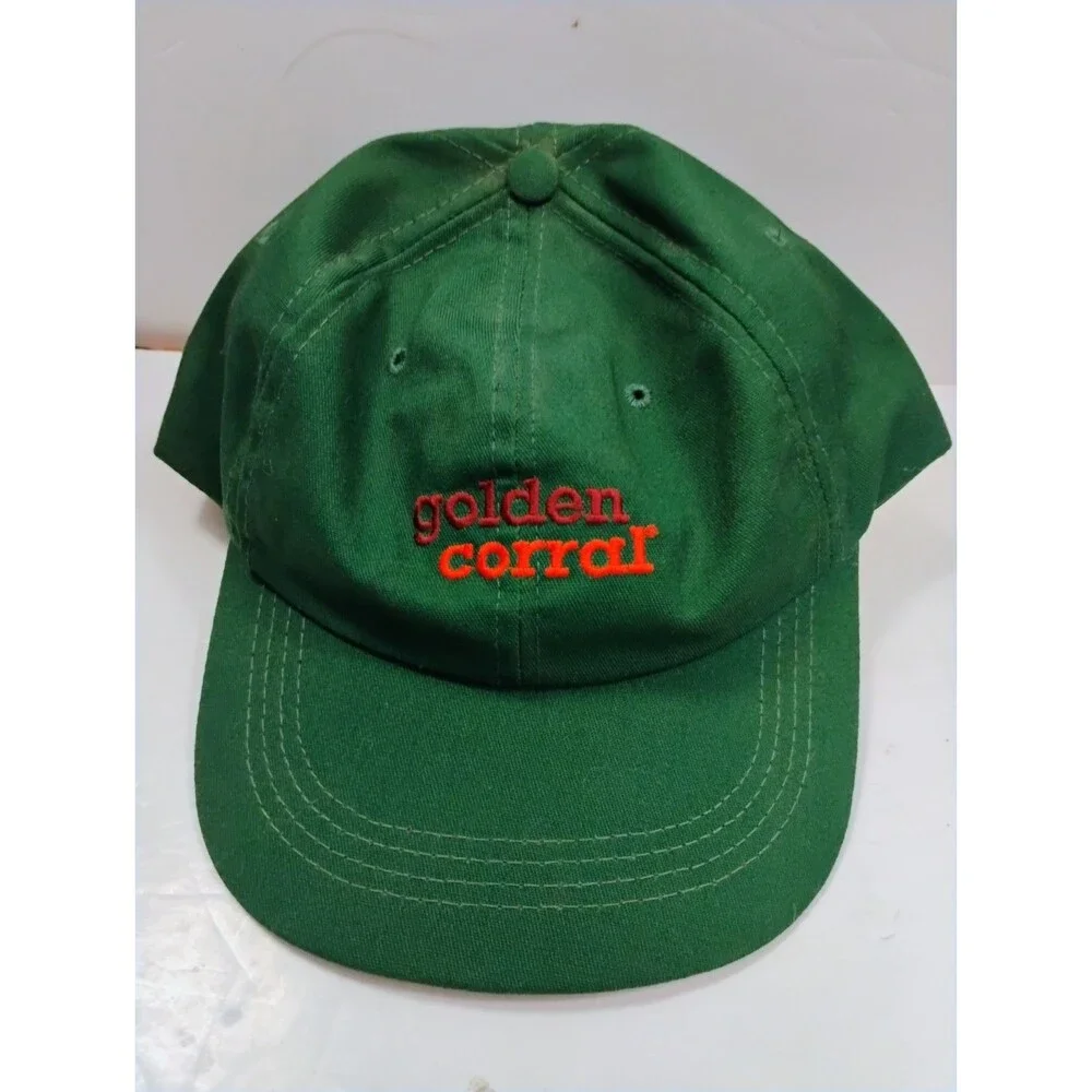 Vtg Golden Corral Restaurant Buffet Promo Employee Snapback Hat Green Embroidere